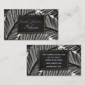 Modernes, schwarzes Palmenblättriges tropisches Mu Visitenkarte (Vorne/Hinten)