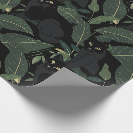 Modernes schwarzes Panther-Muster Geschenkpapier (Ecke)