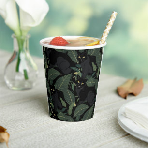 Modernes schwarzes Panther-Muster Pappbecher