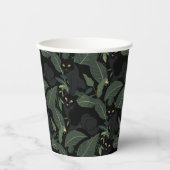 Modernes schwarzes Panther-Muster Pappbecher (Vorderseite)
