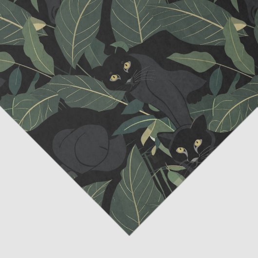 Modernes schwarzes Panther-Muster Seidenpapier (Ausschnitt)