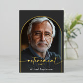 Modernes Schwarzes Pensionsstipendium-Party Folieneinladung (Stehend vorne)