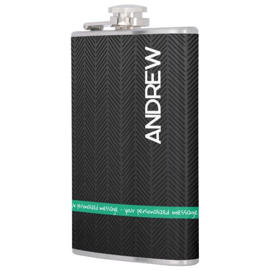 Modernes Schwarzes Personalisiert Flachmann (Links)