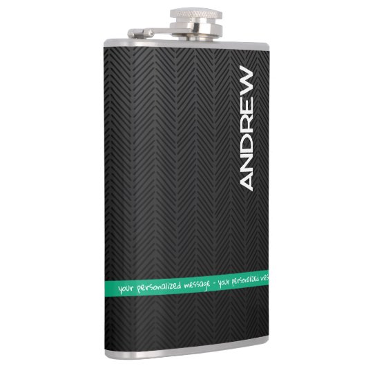 Modernes Schwarzes Personalisiert Flachmann (Rechts)