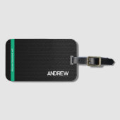 Modernes Schwarzes Personalisiert Gepäckanhänger (Vorderseite (Horizontal))