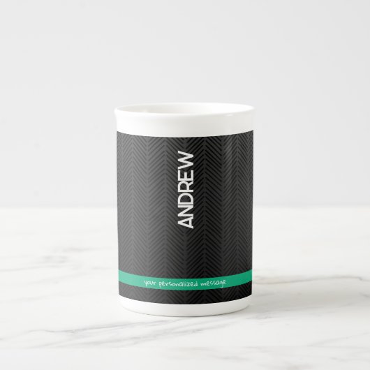 Modernes Schwarzes Personalisiert Porzellantasse (Vorderseite)