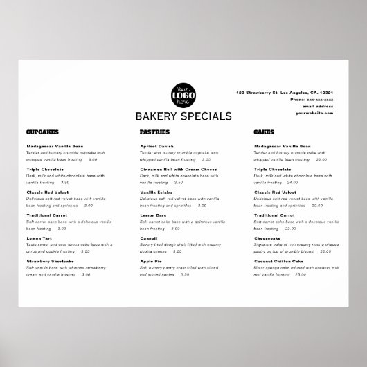 Modernes schwarzes professionelles Restaurant-Logo Poster (Vorne)