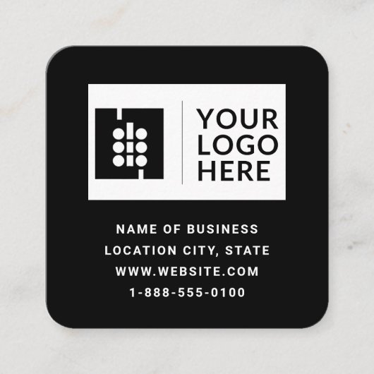 Modernes schwarzes QR-Code-Logo Quadratische Karte (Vorderseite)