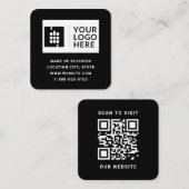 Modernes schwarzes QR-Code-Logo Quadratische Karte (Vorne/Hinten)