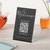 Modernes schwarzes QR-Code-Menü Willkommen Scanne Sockelschild (In SItu)