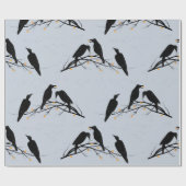 Modernes Schwarzes Ravens Minimalistisches Muster Geschenkpapier (Flach)