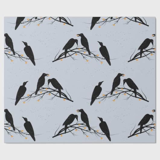 Modernes Schwarzes Ravens Minimalistisches Muster Geschenkpapier (Flach)