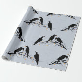 Modernes Schwarzes Ravens Minimalistisches Muster Geschenkpapier (Ungerollt)