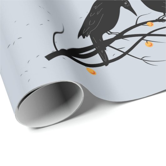 Modernes Schwarzes Ravens Minimalistisches Muster Geschenkpapier (Rolleneckpunkt)