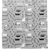 Modernes schwarzes Retro-Computergehäuse Duschvorhang (Vorderseite)