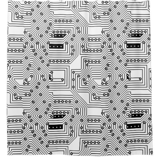 Modernes schwarzes Retro-Computergehäuse Duschvorhang (Vorderseite)