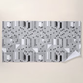 Modernes schwarzes Retro-Computergehäuse Strandtuch (Vorderseite)