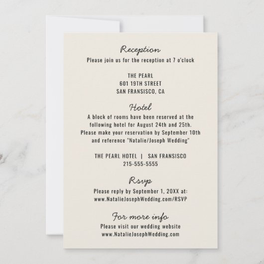 Modernes schwarzes Retro-Whimsical in einer Hochze Einladung (Rückseite)