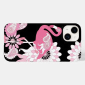 Modernes Schwarzes Rosa Flamingo Case-Mate iPhone Hülle (Rückseite (Horizontal))