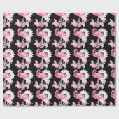 Modernes Schwarzes Rosa Flamingo Geschenkpapier (Flach)