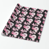 Modernes Schwarzes Rosa Flamingo Geschenkpapier (Ungerollt)