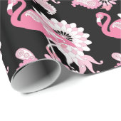 Modernes Schwarzes Rosa Flamingo Geschenkpapier (Rolleneckpunkt)