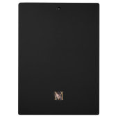 Modernes Schwarzes Rosa Rosa Mit Monogramm Klemmbrett (Rückseite)