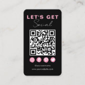 Modernes Schwarzes Rosa Verbinden Sie uns mit QR-C Visitenkarte (Vorderseite)