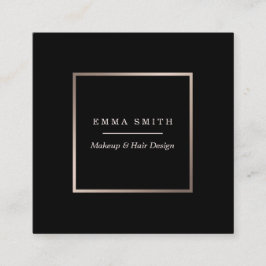 Modernes schwarzes Rosen-GoldMinimalistische Quadratische Visitenkarte