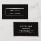 Modernes schwarzes Rosen-GoldMinimalistische Visitenkarte (Vorne/Hinten)