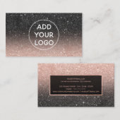 Modernes schwarzes RosengoldGlitter Chic ombre Visitenkarte (Vorne/Hinten)