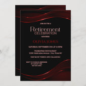 Modernes Schwarzes Rotes Rentnerfest Einladung (Vorne/Hinten)