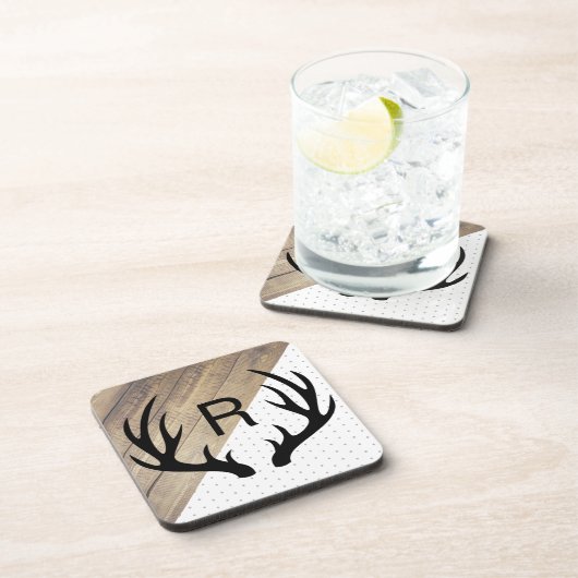 Modernes schwarzes Rotwild-Geweih-Imitat Holz u. Getränkeuntersetzer (Rechte Seite)