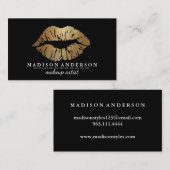 Modernes schwarzes Salon-Goldlippenmake-up Artis Visitenkarte (Vorne/Hinten)