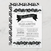 Modernes Schwarzes Schirm-Brautparty Einladung (Vorne/Hinten)