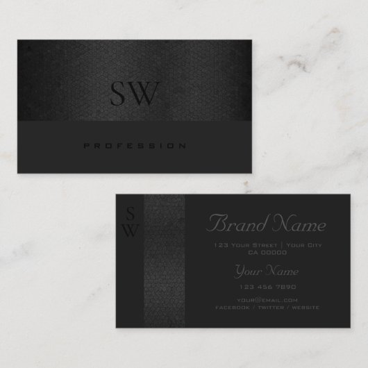 Modernes Schwarzes Schlangenmuster Dunkle Farben M Visitenkarte (Vorne/Hinten)