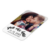 Modernes Schwarzes Script-Foto Hochzeit Rettete un Magnet (Linke Seite)