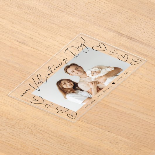 Modernes Schwarzes Script Happy Valentine's Day Fo Acryleinladungen (Ablage )