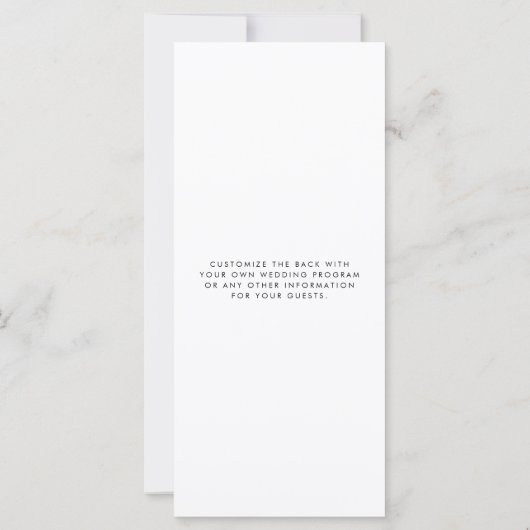 Modernes Schwarzes Script-Hochzeitsprogramm (Rückseite)