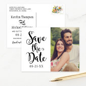 Modernes Schwarzes Script-Hochzeitsskripte-Foto Sa Ankündigungspostkarte