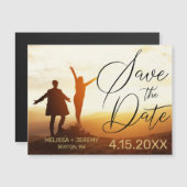 Modernes Schwarzes Script-Hochzeitsskripte-Foto Sa Magnetkarte (Vorne/Hinten)