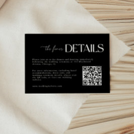 Modernes Schwarzes Script QR Code Hochzeit Begleitkarte