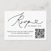 Modernes Schwarzes Script QR Code Hochzeit RSVP Karte (Vorderseite)