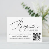 Modernes Schwarzes Script QR Code Hochzeit RSVP Karte (Stehend Vorderseite)