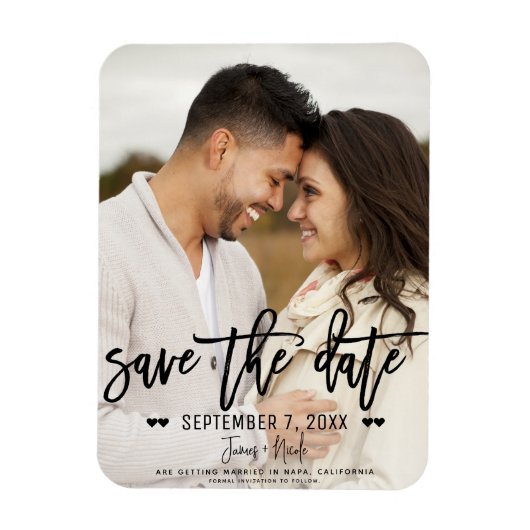 Modernes Schwarzes Script Save the Date Hochzeitss Magnet (Vertikal)