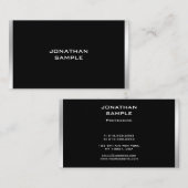 Modernes Schwarzes Silber Berufliches Elegant Visitenkarte (Vorne/Hinten)