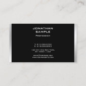 Modernes Schwarzes Silber Berufliches Elegant Visitenkarte (Rückseite)