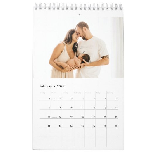 Modernes Schwarzes Sketchy Calligrafy New Year Fot Kalender (Feb 2026)