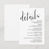 Modernes Schwarzes Skript, bearbeitbare Hochzeitsd Begleitkarte (Vorne/Hinten)