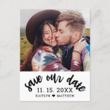 Modernes Schwarzes Skript-Foto Hochzeit speichern 